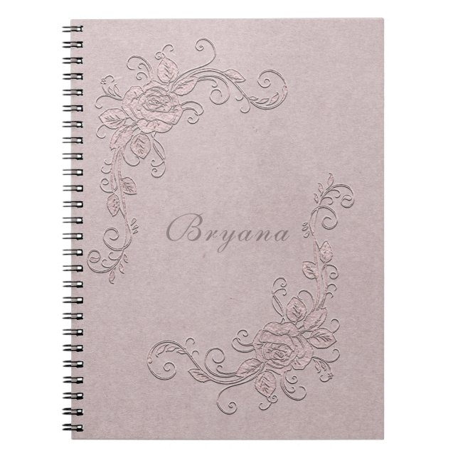 Vintage Rustic Glamour Elegant Rose Shabby Chic Notebook (Front)