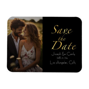 Vintage rustic gold and black save the date photo magnet