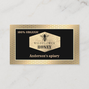 Vintage rustic gold bee logo business card