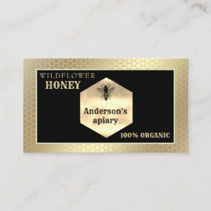 Vintage rustic gold bee logo business card