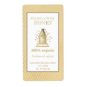 Vintage rustic gold beehive honey jar