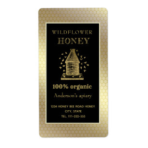 Vintage rustic gold beehive honey jar