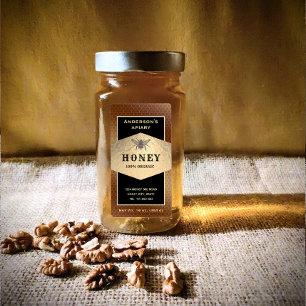 Vintage rustic gold honey bee honey jar label