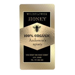 Vintage rustic gold logo queen bee honey jar