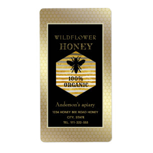 Vintage rustic gold logo queen bee honey jar