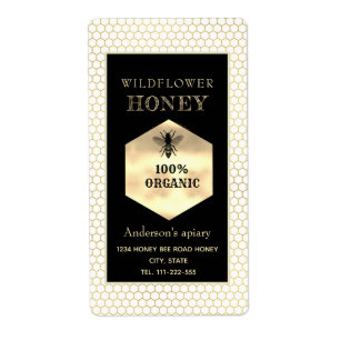 Vintage rustic gold logo queen bee honey jar