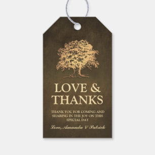Vintage Rustic Gold Oak Tree Wedding Thank You Gift Tags