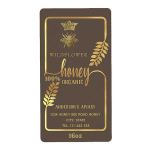 Vintage rustic gold queen bee honey branch jar