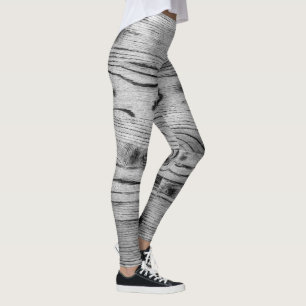 Vintage rustic gray black burnt wood leggings