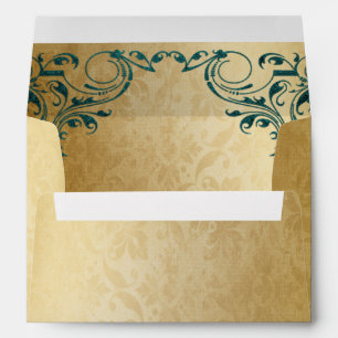 Vintage Rustic Green Gold Frame  Envelope