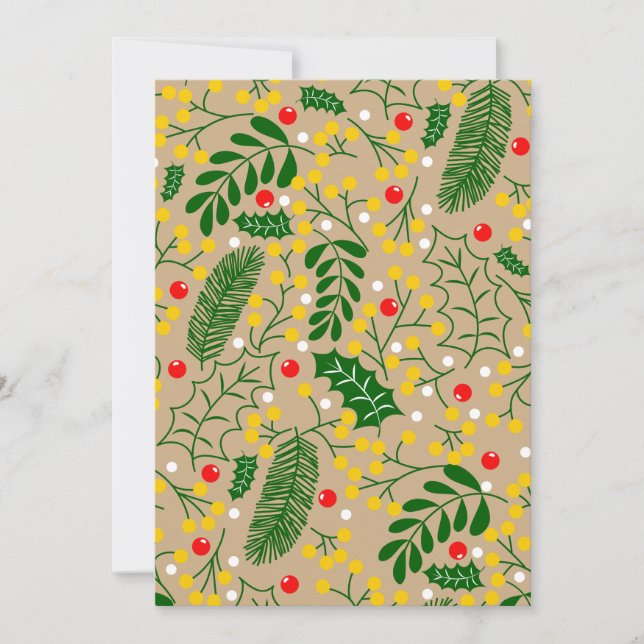 Vintage Rustic Greenery Holly Berry Christmas Holiday Card (Front)