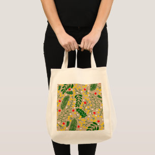 Vintage Rustic Greenery Holly Berry Christmas Tote Bag
