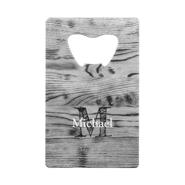 Vintage rustic grey black burnt wood Monogram (Front)