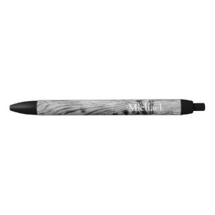 Vintage rustic grey black burnt wood Monogram Black Ink Pen
