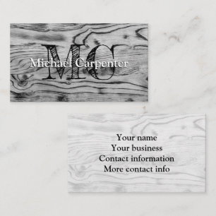 Vintage rustic grey black burnt wood Monogram Business Card