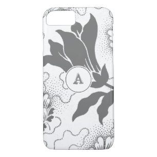 Vintage Rustic Grey Floral Print With Monogram iPhone 8/7 Case