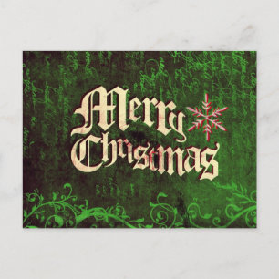 Vintage Rustic Grunge Merry Christmas Postcard