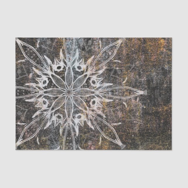 Vintage Rustic Grunge Texture Bohemian Mandala Tissue Paper (Front)