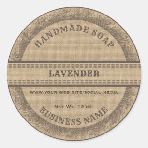 Vintage rustic handmade burlap soap label