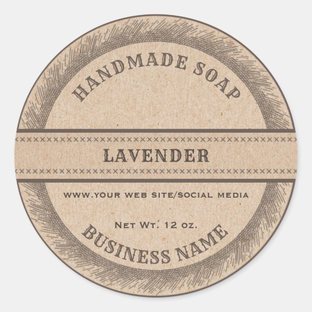 Vintage rustic handmade cardboard soap label (Front)