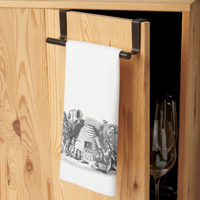 Vintage Rustic Honey Bee Hive  Tea Towel (Thirds Fold)