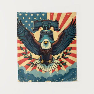 Vintage & Rustic July 4th Eagle Liberty Bell 1776 Tapestry