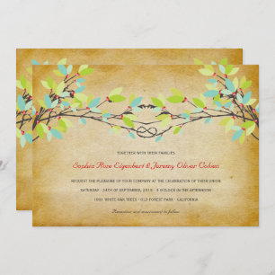 Vintage Rustic Knotted Love Tree Spring Wedding Invitation