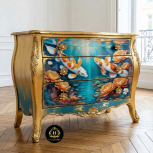 Vintage Rustic Koi Fish Decoupage  Tissue Paper