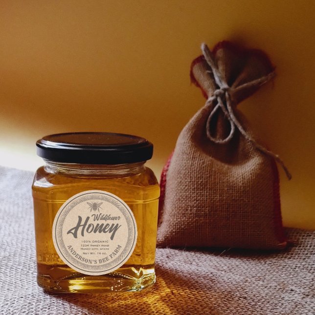 Vintage rustic Kraft bee  honey jar label (Creator Uploaded)