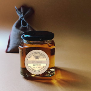 Vintage rustic Kraft gold bee honey jar label