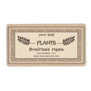 Vintage rustic Kraft plants branch Label