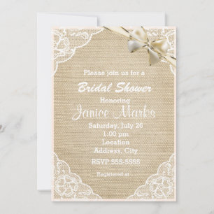 Vintage Rustic Lace Bridal Shower Invitation