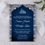 Vintage Rustic Lace Navy Blue Islamic Wedding Invitation<br><div class="desc">Invite your guests with this elegant wedding invitation featuring a beautiful mihrab design with traditional lace pattern and 'Bismillah' in Arabic calligraphy on a rustic wood grain background. Simply add your event details on this easy-to-use template to make it a one-of-a-kind invitation.</div>