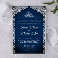 Vintage Rustic Lace Navy Blue Islamic Wedding