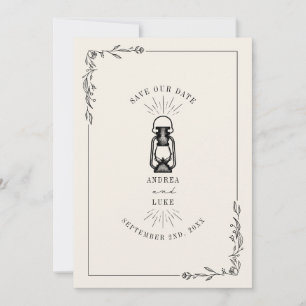 Vintage Rustic Lantern Wedding Save The Date