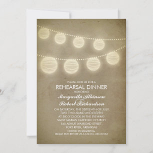 vintage rustic lanterns rehearsal dinner invitation