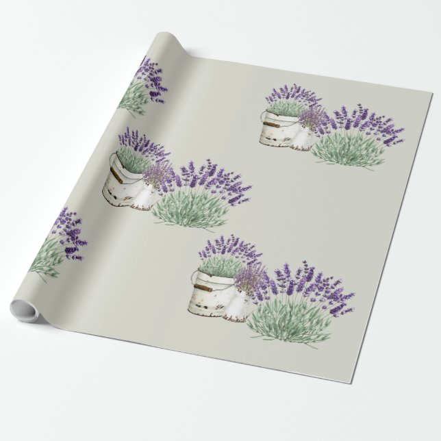 Vintage Rustic Lavender Neutral  Wrapping Paper (Unrolled)