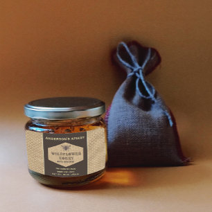 Vintage rustic linen  honey bee honey jar label