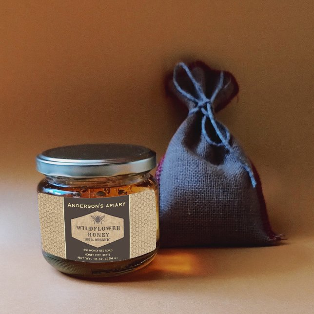 Vintage rustic linen  honey bee honey jar label (Creator Uploaded)