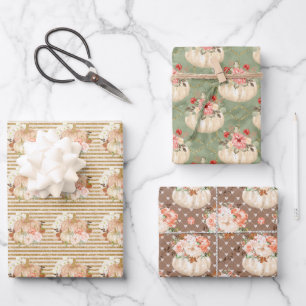 Vintage Rustic Little Pumpkin Pattern Party Decor Wrapping Paper Sheet