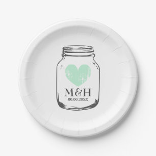 Vintage rustic mason jar wedding bbq party plates