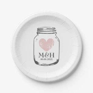 Vintage rustic mason jar wedding bbq party plates