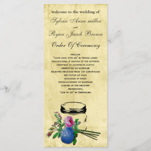 vintage rustic mason jar Wedding program Programme