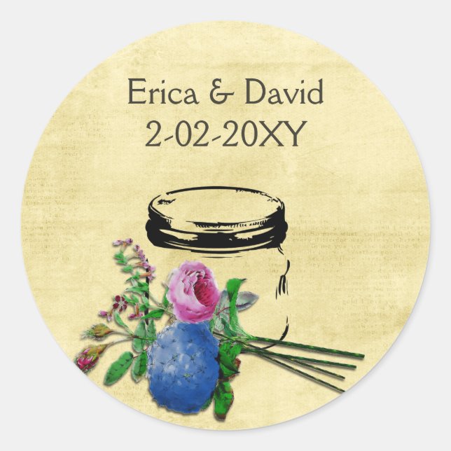vintage rustic mason jar wedding seals (Front)