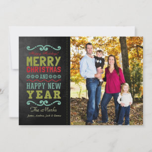 Vintage Rustic Merry  Christmas Photo Card