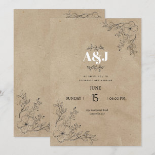 Vintage Rustic Minimalist Parchment Wedding Invitation