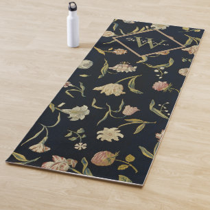 Vintage Rustic Monogram Floral Rug Pattern  Yoga Mat