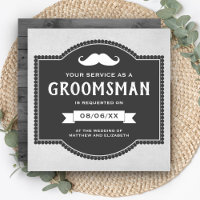 Vintage Rustic Moustache Groomsman Request