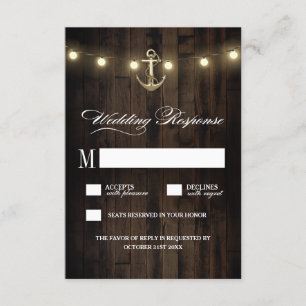 Vintage Rustic Nautical Anchor Wedding RSVP Cards