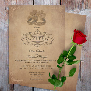 Vintage Rustic Old Parchment Victorian Wedding Invitation